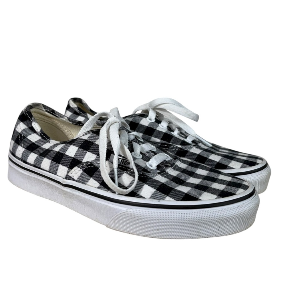 Vans Black White Gingham Plaid Low Top Lace Up Casual Sneakers M5 W6.5 Casual